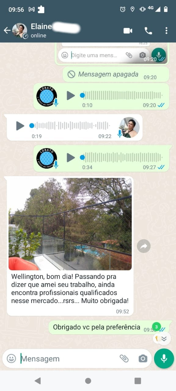 Feedback de cliente 1 - Lobato Redes de Proteção