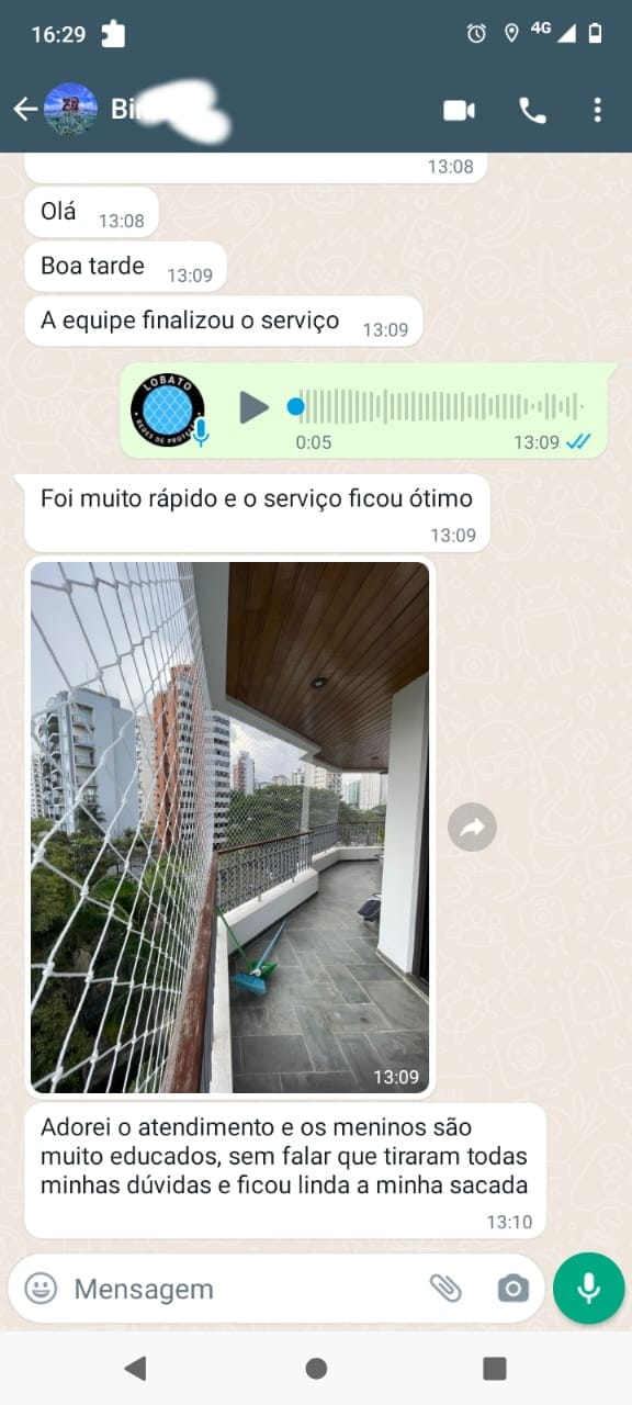 Feedback de cliente 2 - Lobato Redes de Proteção