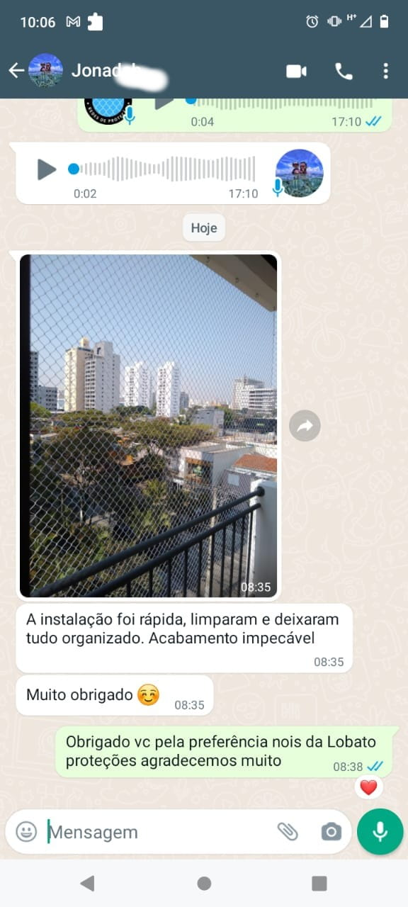 Feedback de cliente 4 - Lobato Redes de Proteção